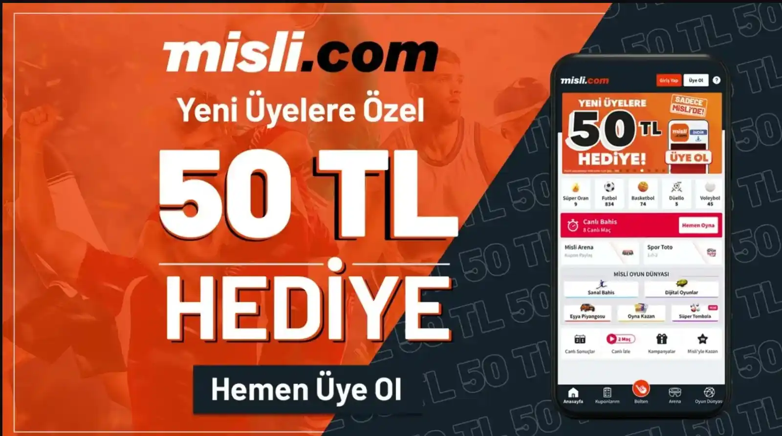 Yeni üyeler için 50 TL hoş geldin hediyesi fırsatı.